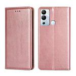 For Infinix Hot 12i Gloss Oil Solid Color Magnetic Leather Phone Case(Rose Gold)