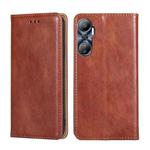 For Infinix Hot 20 4G Gloss Oil Solid Color Magnetic Leather Phone Case(Brown)