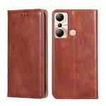 For Infinix Hot 20i Gloss Oil Solid Color Magnetic Leather Phone Case(Brown)