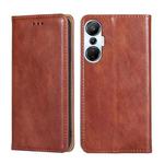 For Infinix Hot 20S Gloss Oil Solid Color Magnetic Leather Phone Case(Brown)