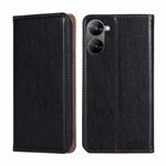 For Realme V30 5G / V30T Gloss Oil Solid Color Magnetic Leather Phone Case(Black)