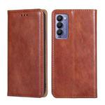 For Tecno Camon 18 / 18P Gloss Oil Solid Color Magnetic Leather Phone Case(Brown)