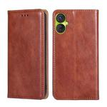 For Tecno Spark 9 Pro Gloss Oil Solid Color Magnetic Leather Phone Case(Brown)