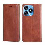 For Tecno Spark 10 4G Gloss Oil Solid Color Magnetic Leather Phone Case(Brown)