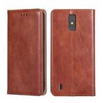 For ZTE Blade A32 Gloss Oil Solid Color Magnetic Leather Phone Case(Brown)