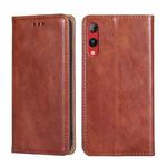 For Rakuten Hand 4G Gloss Oil Solid Color Magnetic Leather Phone Case(Brown)