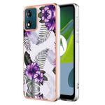 For Motorola Moto E13 Electroplating IMD TPU Phone Case(Purple Flower)