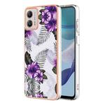 For Motorola Moto G53 Electroplating IMD TPU Phone Case(Purple Flower)