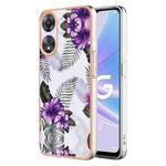For OPPO A78/A58 Electroplating IMD TPU Phone Case(Purple Flower)
