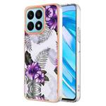 For Honor X8a Electroplating IMD TPU Phone Case(Purple Flower)