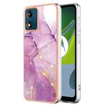 For Motorola Moto E13 Electroplating Marble Dual-side IMD Phone Case(Purple 001)