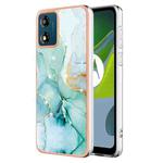 For Motorola Moto E13 Electroplating Marble Dual-side IMD Phone Case(Green 003)