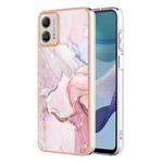 For Motorola Moto G53 Electroplating Marble Dual-side IMD Phone Case(Rose Gold 005)