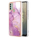 For Nokia C31 Electroplating Marble Dual-side IMD Phone Case(Purple 001)