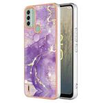 For Nokia C31 Electroplating Marble Dual-side IMD Phone Case(Purple 002)