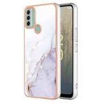 For Nokia C31 Electroplating Marble Dual-side IMD Phone Case(White 006)