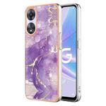 For OPPO A78/A58 Electroplating Marble Dual-side IMD Phone Case(Purple 002)