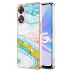 For OPPO A78/A58 Electroplating Marble Dual-side IMD Phone Case(Green 004)