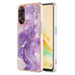 For OPPO Reno8 T 4G Electroplating Marble Dual-side IMD Phone Case(Purple 002)