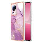 For Xiaomi 13 Lite 5G Electroplating Marble Dual-side IMD Phone Case(Purple 001)