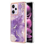Electroplating Marble Dual-side IMD Phone Case For Xiaomi Redmi Note 12 Pro 5G Global/Note 12 Pro 5G China/Poco X5 Pro 5G/Note 12 Pro Speed(Purple 002)