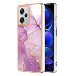 For Xiaomi Redmi Note 12 Pro+ 5G Global Electroplating Marble Dual-side IMD Phone Case(Purple 001)