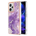 For Xiaomi Redmi Note 12 Pro+ 5G Global Electroplating Marble Dual-side IMD Phone Case(Purple 002)