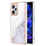 For Xiaomi Redmi Note 12 Pro+ 5G Global Electroplating Marble Dual-side IMD Phone Case(White 006)