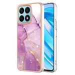 For Honor X8a Electroplating Marble Dual-side IMD Phone Case(Purple 001)