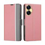 For Realme C55 4G Twill Texture Side Buckle Leather Phone Case(Pink)