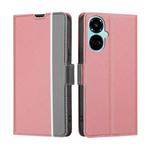For Tecno Camon 19 / 19 Pro Twill Texture Side Buckle Leather Phone Case(Pink)