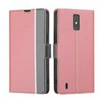 For ZTE Blade A32 Twill Texture Side Buckle Leather Phone Case(Pink)