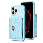 For iPhone 13 Pro Max Horizontal Metal Buckle Wallet Rhombic Leather Phone Case(Blue)