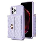 For iPhone 11 Pro Max Horizontal Metal Buckle Wallet Rhombic Leather Phone Case(Purple)