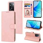 For OPPO A57 4G Global / A77 4G Global / A77s 4G/A57s 4G/A57e 4G/OnePlus Nord N20 SE 4G Global Fantasy Skin-feel Calfskin Texture Leather Phone Case(Pink)