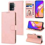 For OPPO A94 4G / F19 Pro / Reno5 F / Reno5 Lite Fantasy Skin-feel Calfskin Texture Leather Phone Case(Pink)