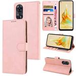 For OPPO Reno8 T 4G Global Fantasy Skin-feel Calfskin Texture Leather Phone Case(Pink)