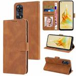 For OPPO Reno8 T 4G Global Fantasy Skin-feel Calfskin Texture Leather Phone Case(Brown)