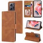 For Xiaomi Redmi Note 12 4G Global Fantasy Skin-feel Calfskin Texture Leather Phone Case(Brown)