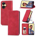 For Realme C55 Retro Skin Feel Magnetic Leather Phone Case(Red)