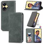 For Realme C55 Retro Skin Feel Magnetic Leather Phone Case(Grey)
