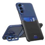 For Samsung Galaxy S22 5G Two-Color Invisible Lens Holder Phone Case(Black+Dark Blue)