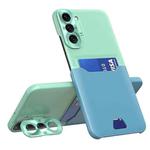 For Samsung Galaxy S22 5G Two-Color Invisible Lens Holder Phone Case(Mint Green+Blue)