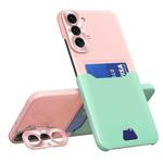 For Samsung Galaxy S22 5G Two-Color Invisible Lens Holder Phone Case(Pink+Green)