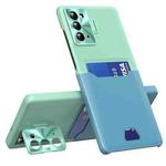 For Samsung Galaxy Note20 Two-Color Invisible Lens Holder Phone Case(Mint Green+Blue)