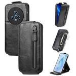 For Honor Magic5 Zipper Wallet Vertical Flip Leather Phone Case(Black)