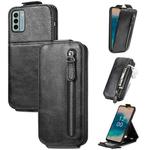 For Nokia G22 Zipper Wallet Vertical Flip Leather Phone Case(Black)