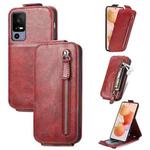 For TCL 40R Zipper Wallet Vertical Flip Leather Phone Case(Red)