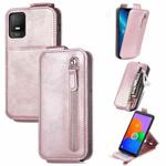 For TCL 403 Zipper Wallet Vertical Flip Leather Phone Case(Rose Gold)