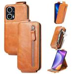 For Xiaomi Redmi Note 12 Turbo Zipper Wallet Vertical Flip Leather Phone Case(Brown)